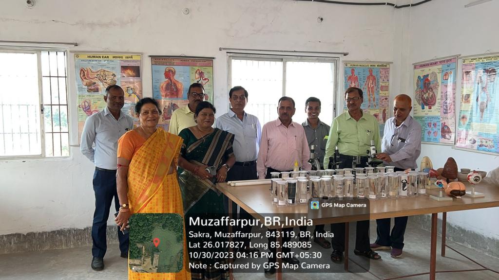 Faculty group in biology laboratory